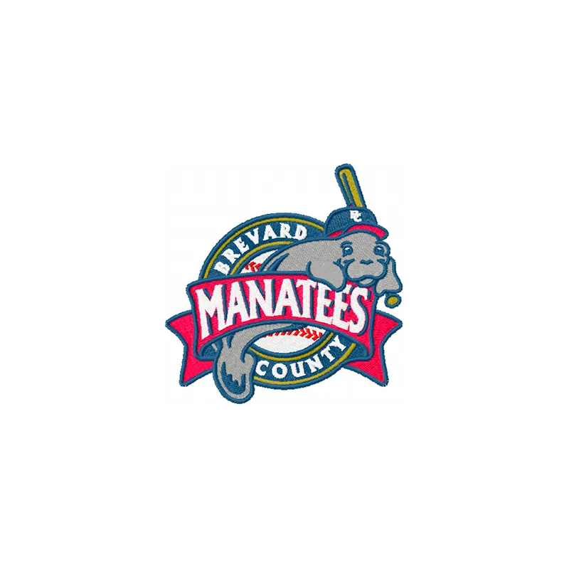 Brevard County Manatees logo embroidery design preview for baseball apparel and accessories.