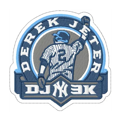 Embroidery design of the Jeter Derek NY patch logo, perfect for baseball-themed projects and apparel.