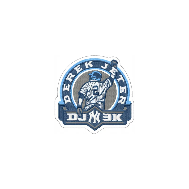 Embroidery design of the Jeter Derek NY patch logo, perfect for baseball-themed projects and apparel.