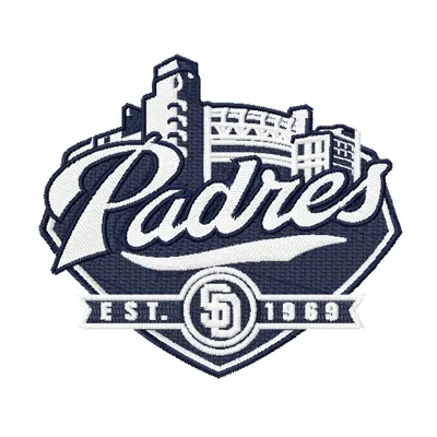 San Diego Padres baseball club embroidery design featuring the team's logo, ideal for caps and t-shirts.