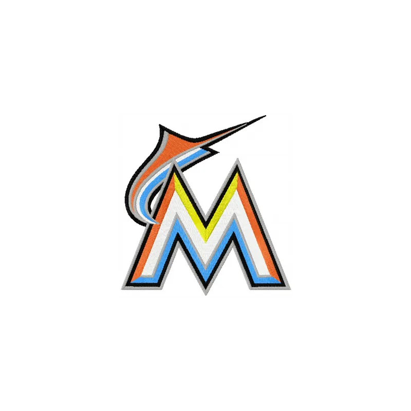 Miami Marlins Logo embroidery design showcasing the vibrant team emblem for stitching on apparel and accessories.