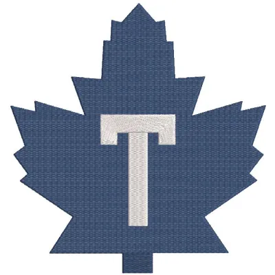Embroidery design preview of the Toronto Maple Leafs logo, showcasing detailed stitching and vibrant colors.
