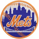 Embroidery design of the New York Mets baseball team logo, ideal for stitching on caps or sports apparel.