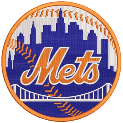 Embroidery design of the New York Mets baseball team logo, ideal for stitching on caps or sports apparel.