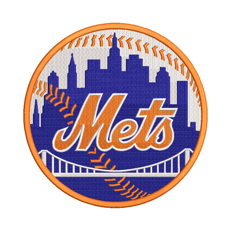 Embroidery design of the New York Mets baseball team logo, ideal for stitching on caps or sports apparel.