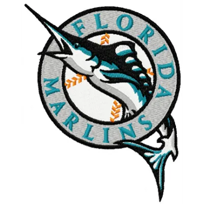 Florida Marlins embroidery design featuring the team logo, ideal for stitching on caps and apparel.