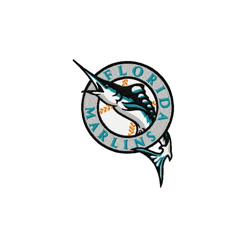 Florida Marlins embroidery design featuring the team logo, ideal for stitching on caps and apparel.