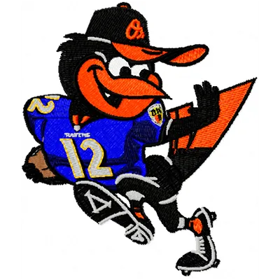Baltimore Orioles embroidery design showcasing the team's logo, ideal for stitching on apparel and accessories.