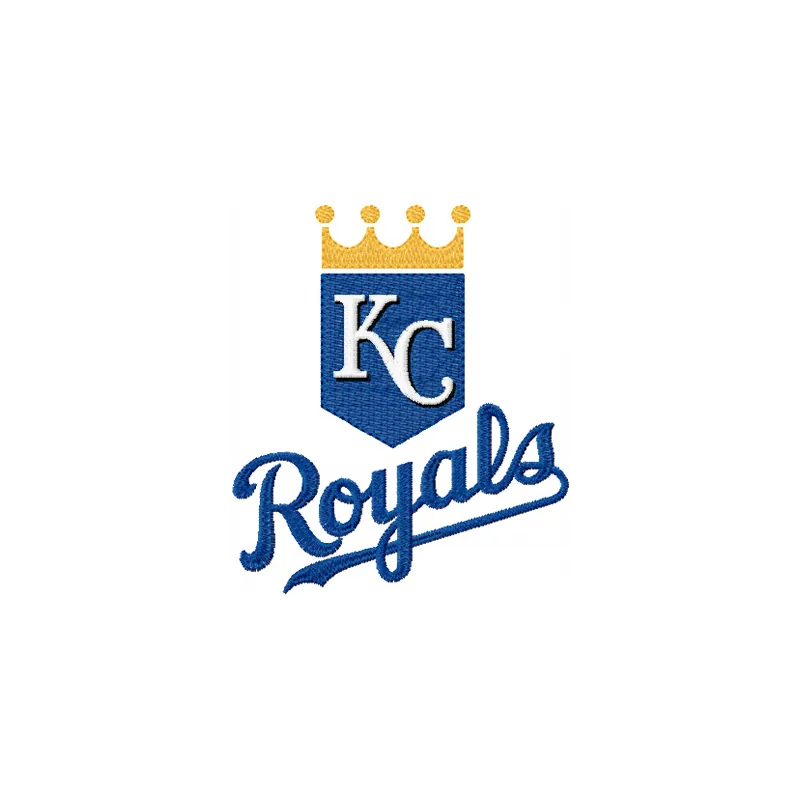 Kansas City Royals logo embroidery design preview for stitching on caps, jerseys, and fan gear.
