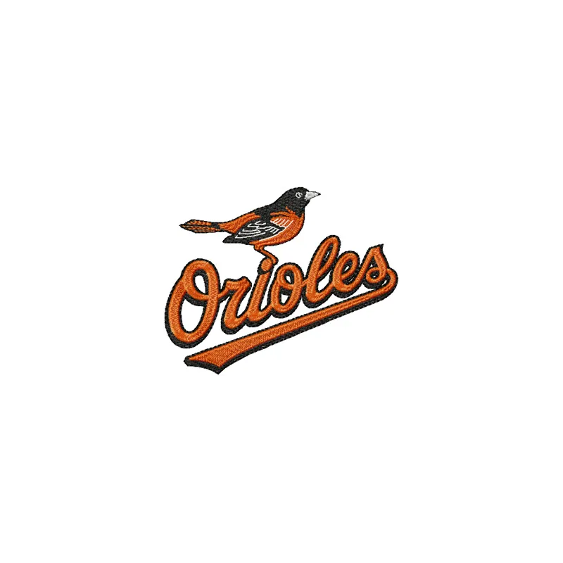 Baltimore Orioles logo embroidery design showcasing vibrant colors and intricate stitching for sports enthusiasts.