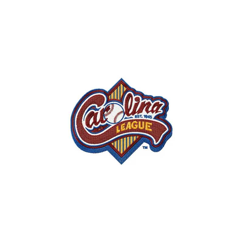 Preview of the Carolina League Logo embroidery design featuring a baseball theme, ideal for caps and jerseys.