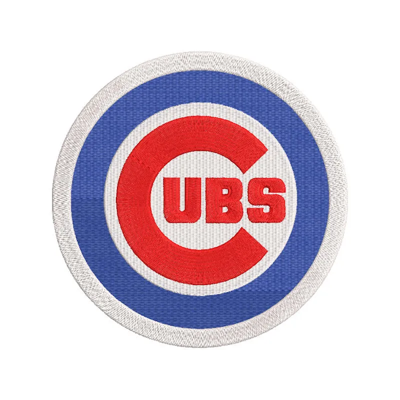 Chicago Cubs logo classic embroidery design displayed on a fabric, showcasing vibrant stitching patterns.