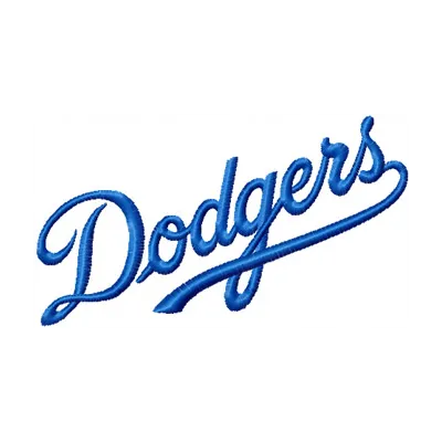 Los Angeles Dodgers Script Logo embroidery design for stitching on apparel and accessories like caps and hoodies.