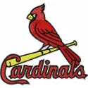 St Louis Cardinals logo embroidery design featuring the iconic bird and team emblem on a fabric background.