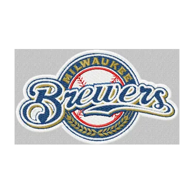Milwaukee Brewers logo embroidery design showcase for stitching on apparel like t-shirts and caps.