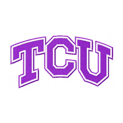 Texas Christian University embroidery design featuring the university logo, ideal for stitching on apparel and accessories.
