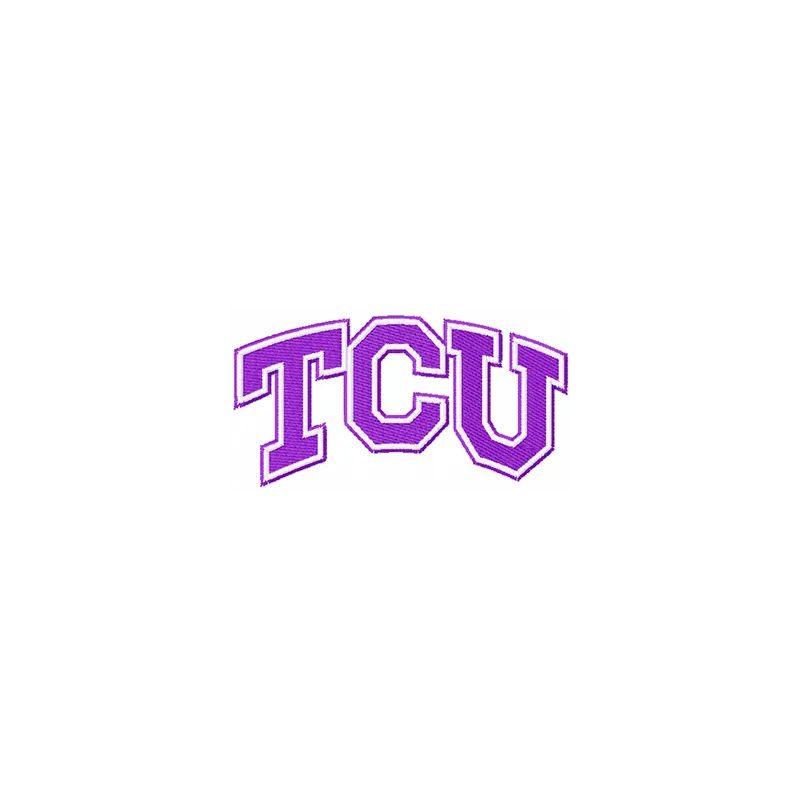 Texas Christian University embroidery design featuring the university logo, ideal for stitching on apparel and accessories.