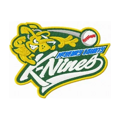K-Nines Baseball logo embroidery design for stitching on caps, t-shirts, and hoodies, showcasing a sporty aesthetic.