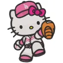 Embroidery design preview of Hello Kitty Dodgers featuring vibrant colors and detailed stitching for fans.