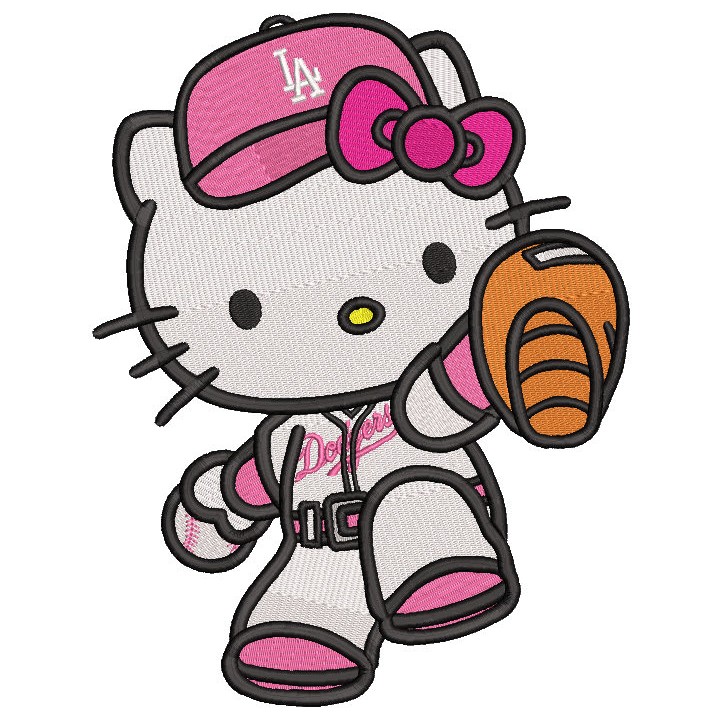 Hello Kitty Dodgers embroidery design - Embroidery Design
