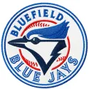 Bluefield Blue Jay Logo embroidery design showcasing a vibrant blue jay motif for baseball-themed projects.