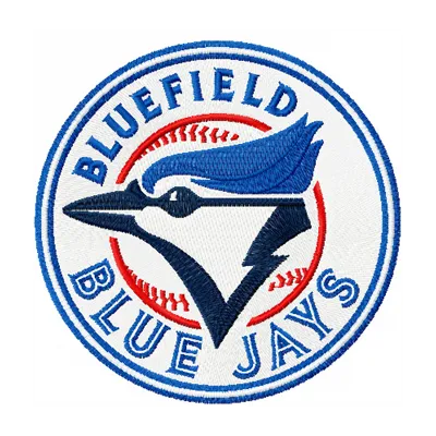 Bluefield Blue Jay Logo embroidery design showcasing a vibrant blue jay motif for baseball-themed projects.