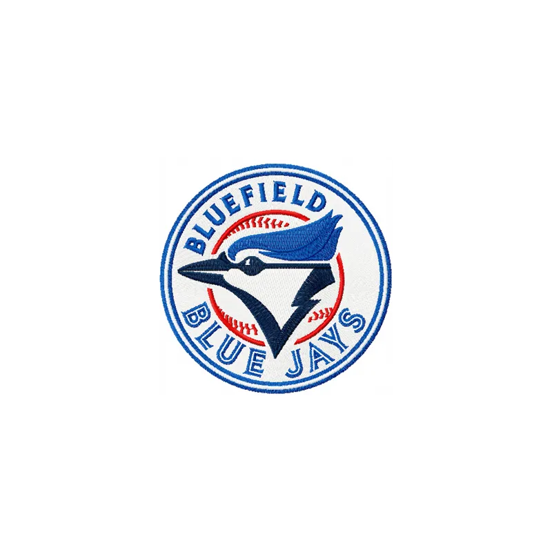 Bluefield Blue Jay Logo embroidery design showcasing a vibrant blue jay motif for baseball-themed projects.