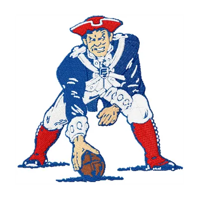 New England Patriots embroidery design featuring the team's logo, perfect for stitching on apparel and accessories.