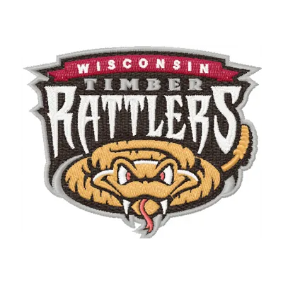 Wisconsin Timber Rattlers logo embroidery design showcasing a detailed stitched motif for baseball enthusiasts.