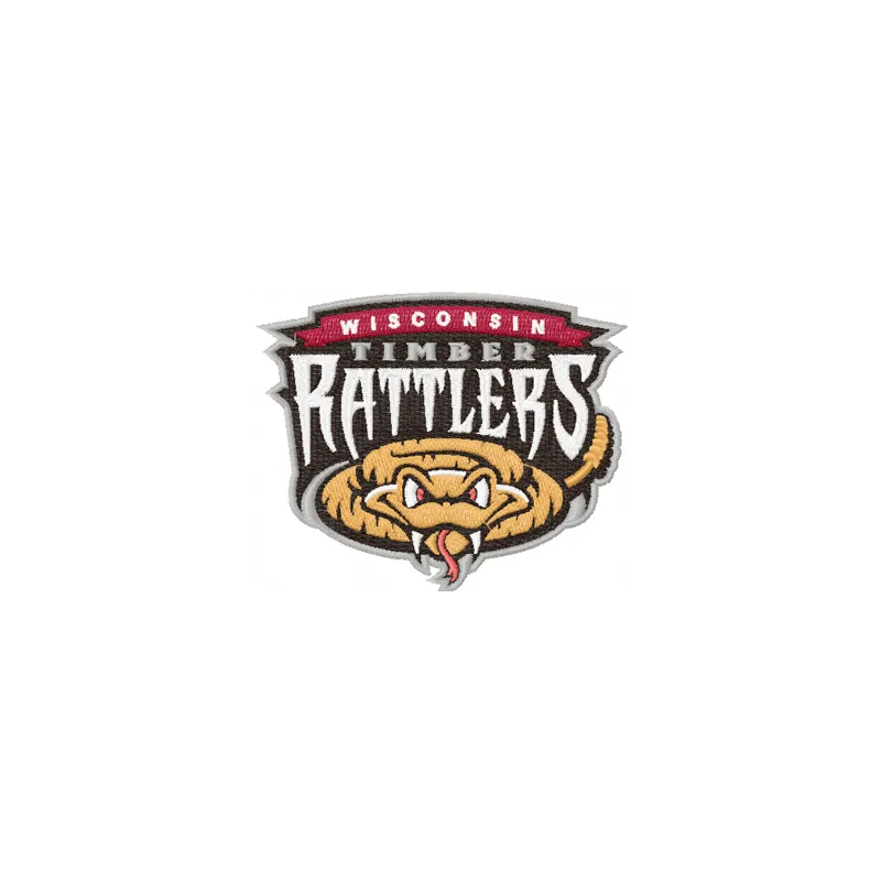 Wisconsin Timber Rattlers logo embroidery design showcasing a detailed stitched motif for baseball enthusiasts.
