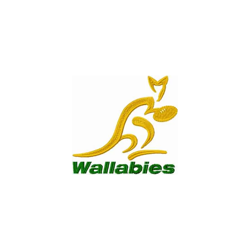 Qantas Wallabies logo embroidery design showcasing a rugby theme, ideal for sports apparel and accessories.
