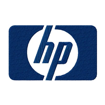 Embroidery design of the HP Hewlett Packard logo, showcasing intricate stitching patterns for electronics enthusiasts.