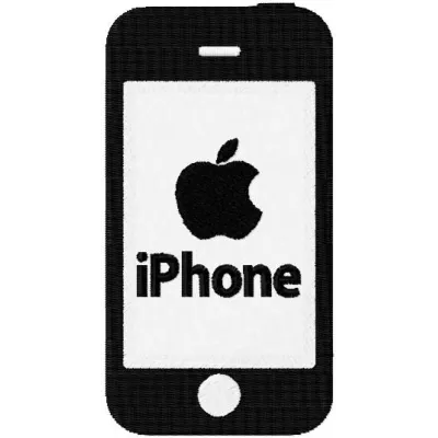 Embroidery design featuring an Apple iPhone, perfect for stitching on tech-themed apparel or accessories.