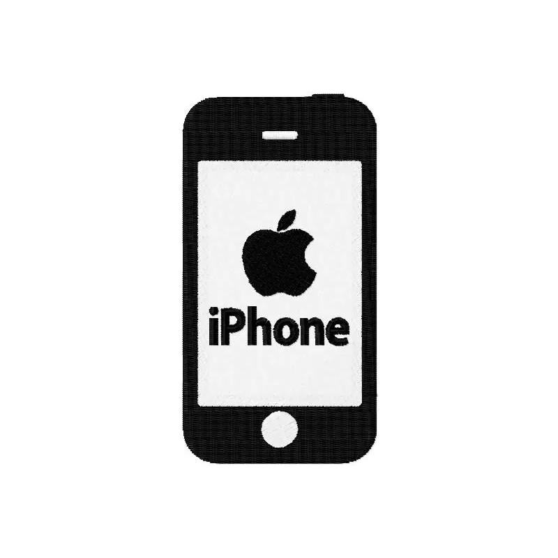Embroidery design featuring an Apple iPhone, perfect for stitching on tech-themed apparel or accessories.