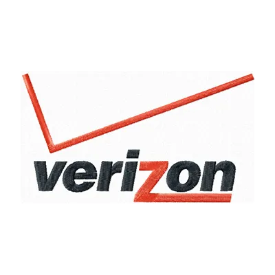 Verizon logo embroidery design showcasing intricate stitching patterns for electronics manufacturers.