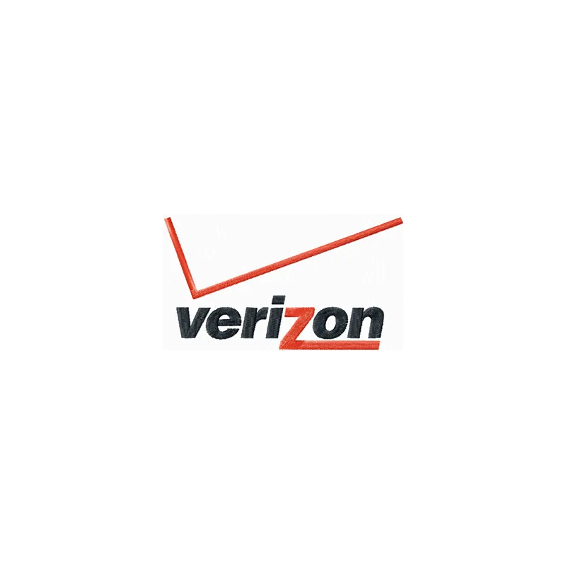 Verizon logo embroidery design showcasing intricate stitching patterns for electronics manufacturers.