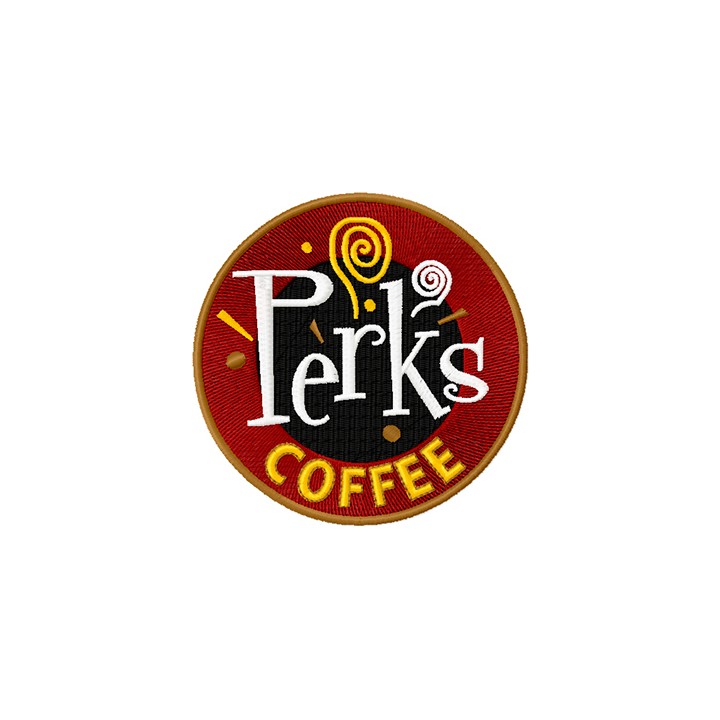 Perks coffee shop logo embroidery design - Embroidery Design