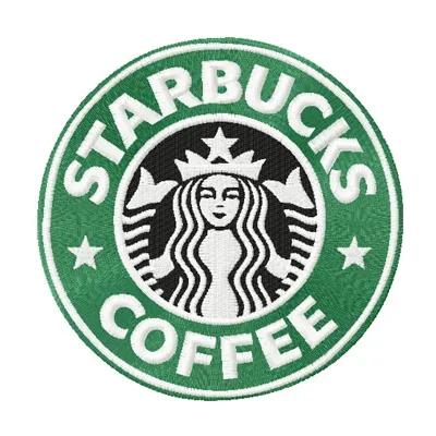 Starbucks Coffee logo embroidery design stitch pattern for apparel and accessories like t-shirts and tote bags.