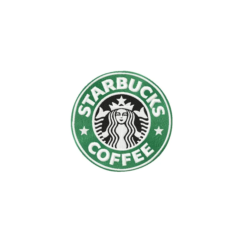 Starbucks Coffee logo embroidery design stitch pattern for apparel and accessories like t-shirts and tote bags.