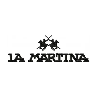 La Martina logo embroidery design showcased on a stylish garment, perfect for fashion and apparel enthusiasts.