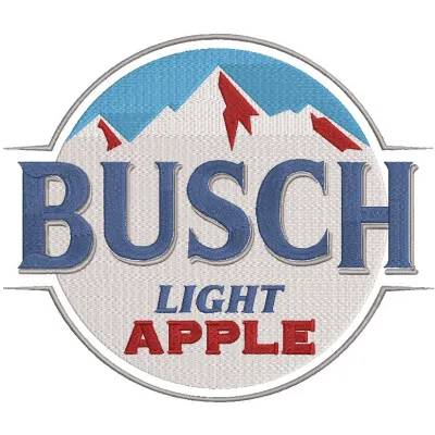 Embroidery design preview of the Busch Light Apple Beer logo for machine stitching.