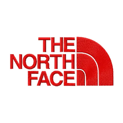 Embroidered North Face logo design for stitching on apparel like jackets and hoodies.