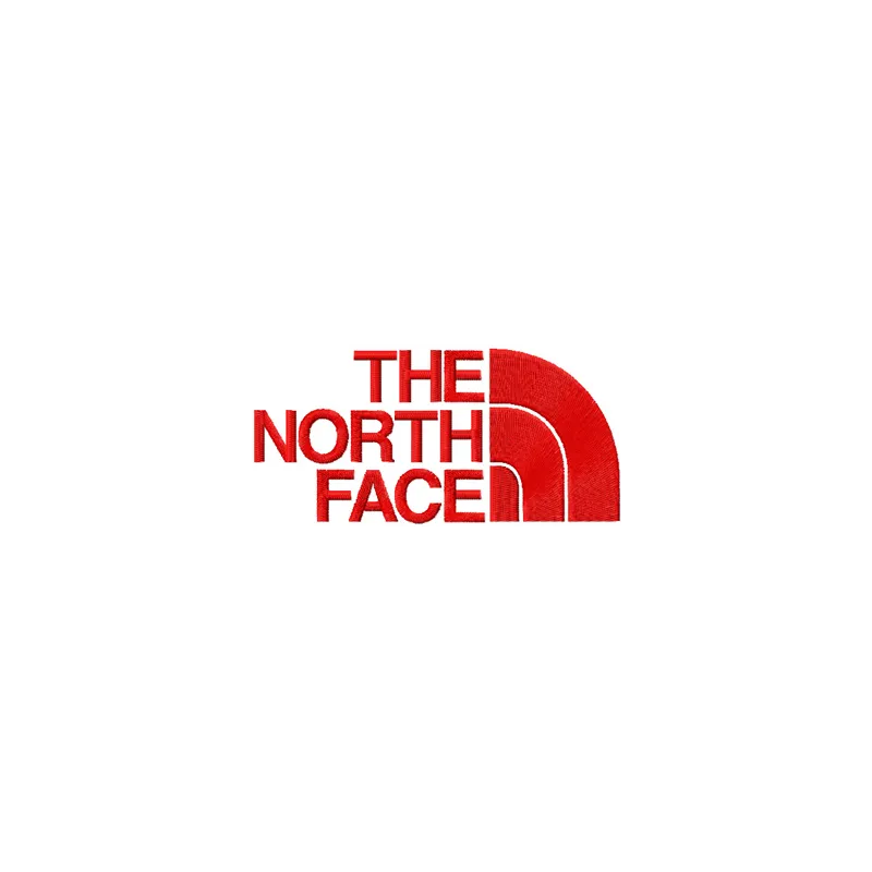 Embroidered North Face logo design for stitching on apparel like jackets and hoodies.