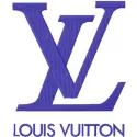 Louis Vuitton logo embroidery design showcased on a stylish fabric, perfect for fashion and apparel projects.