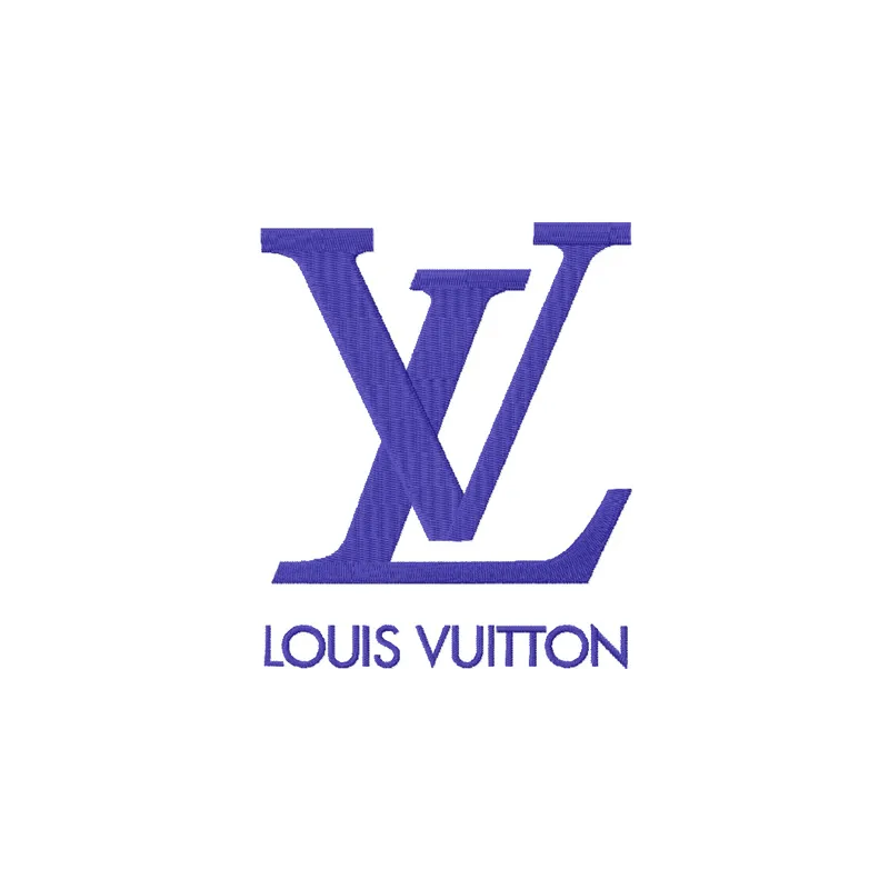 Louis Vuitton logo embroidery design showcased on a stylish fabric, perfect for fashion and apparel projects.