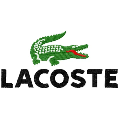 Lacoste logo embroidery design preview showcasing intricate stitching patterns for apparel and accessories.