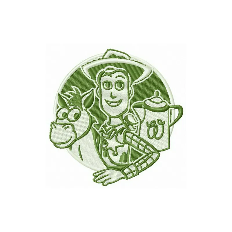 Woody and Bullseye embroidery design featuring beloved Toy Story characters, perfect for your next project.