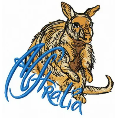 Kind kangaroo embroidery design showcasing a friendly kangaroo motif, perfect for stitching on various fabric items.