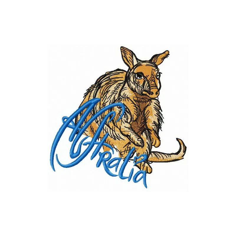 Kind kangaroo embroidery design showcasing a friendly kangaroo motif, perfect for stitching on various fabric items.