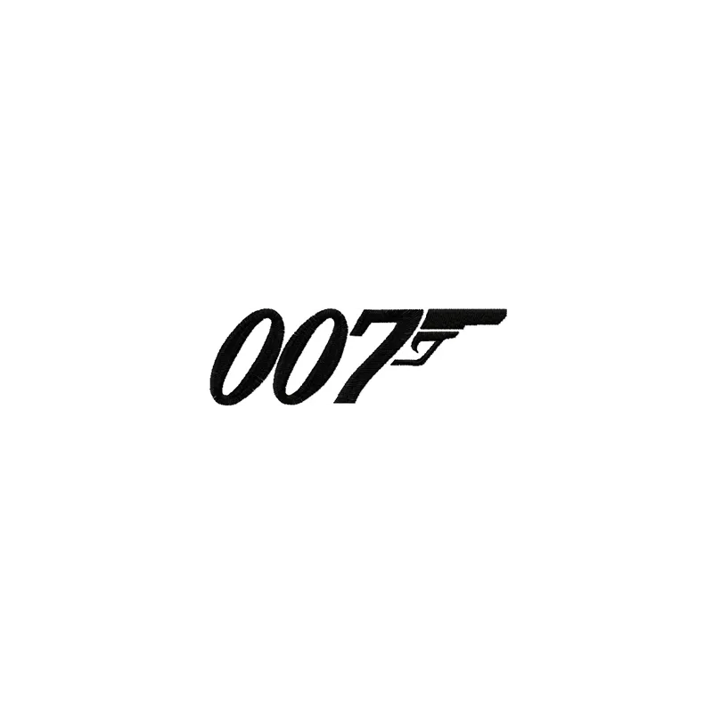 James Bond 007 logo embroidery design, showcasing a stylish emblem perfect for stitching on t-shirts or hoodies.
